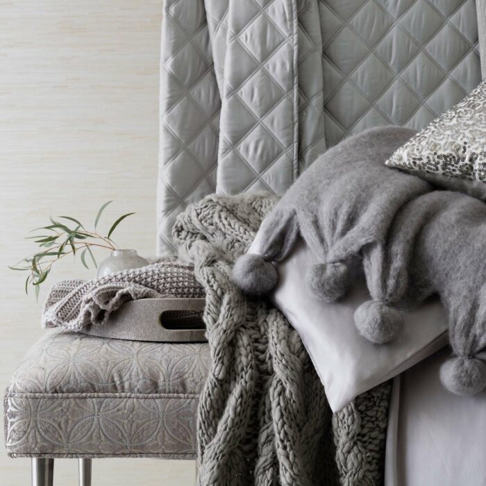 Quilted Silken Solid Grey Coverlet - Image 3